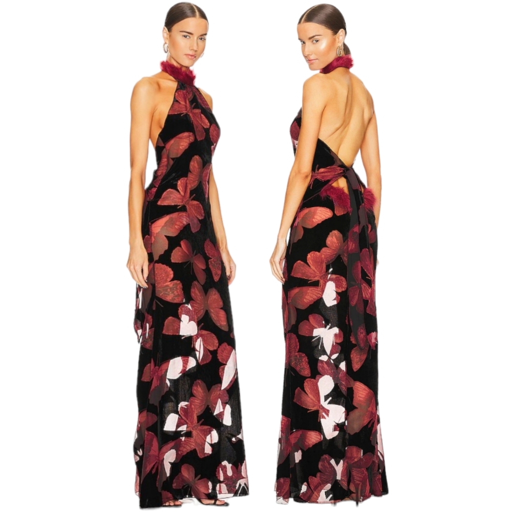 Kim Shui - Butterfly Velvet Gown Multi sz Medium